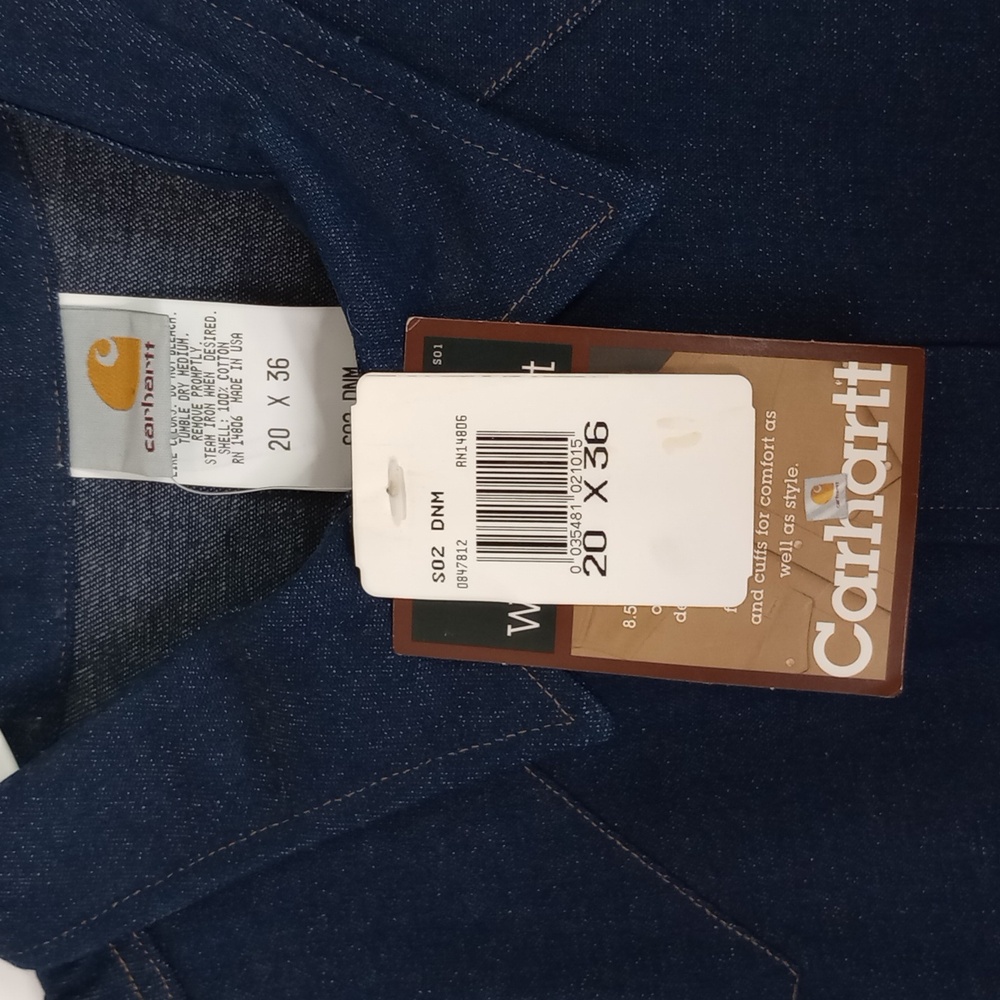 Carhartt Western Shirt 8.5oz Cotton Heavy Duty Pearl Snap Size 20x36 (3x-4x) - Picture 3 of 11
